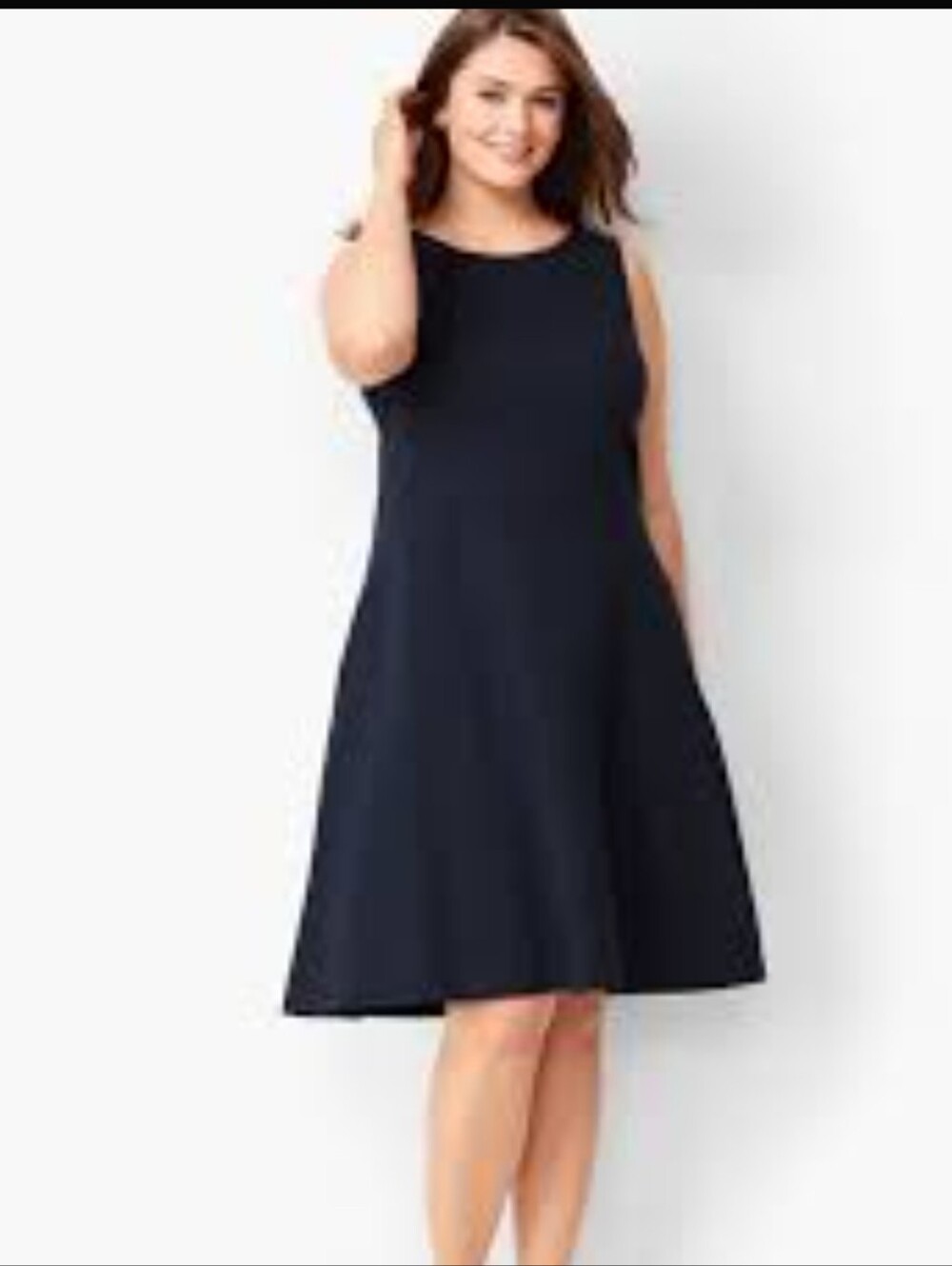 Talbots Black Sleeveless Skater Dress Size XL Petite Midi Fit And Flare